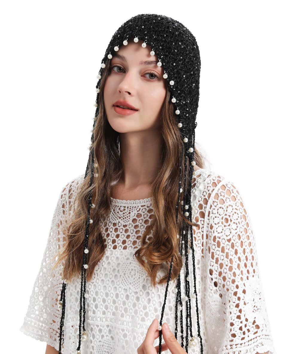 5120 Cotton Crochet Slouchy Beanie Hat with Tassel Handmade Knit Skull Cap